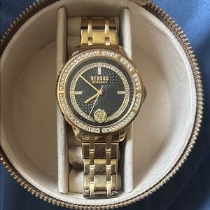 Versus Versace Gold Watch with Black Dial